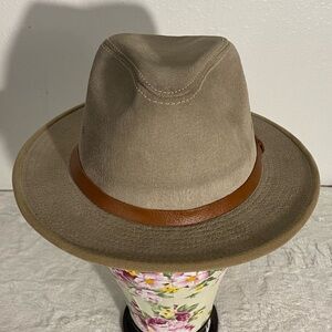 Classic Tan Fedora Hat with Brown Band